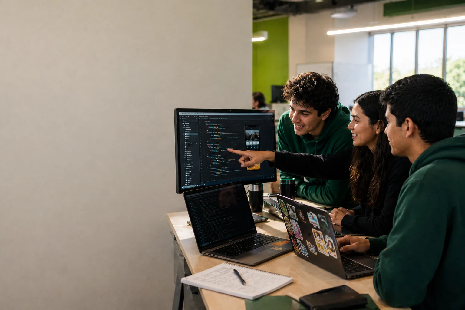 Estudiantes de ingeniería trabajando en un proyecto práctico en el campus de Universidad Montrer